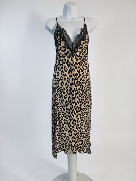 Victoria's Secret Other - Victoria’s Secret Leopard Slip Dress XS Lace Trim Satin Chemise Nightgown NWT